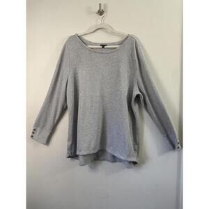 Talbots Plus 3X Metallic Gray Knit Long Sleeve Shimmer Pullover